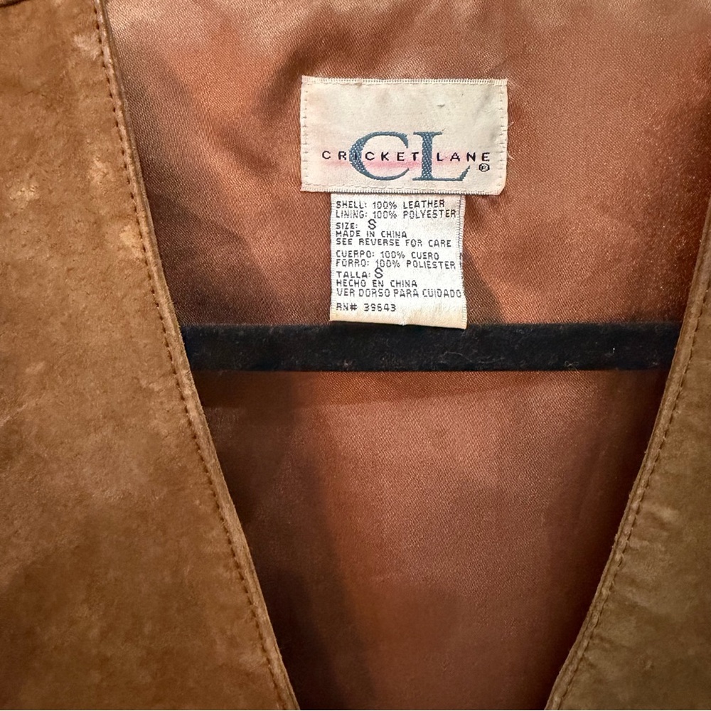 Vintage Brown Leather & Suede Fringe Vest - Picture 2 of 3